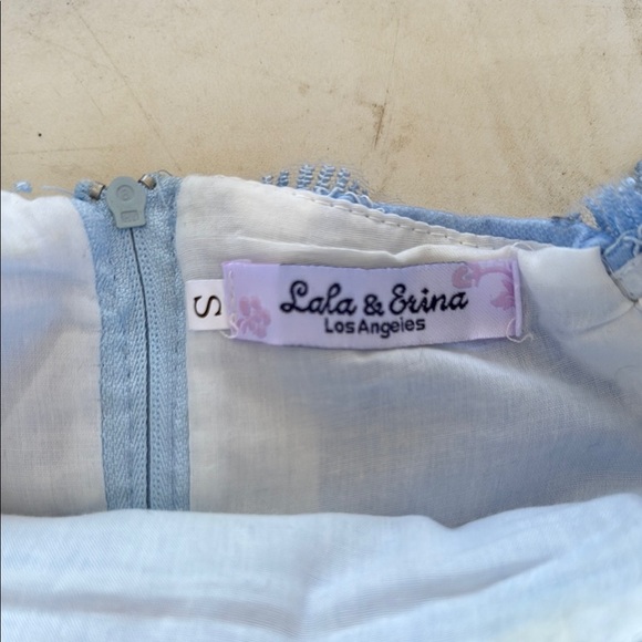 Blue Elegant Off-the-Shoulder Baby Gown - Picture 2 of 3